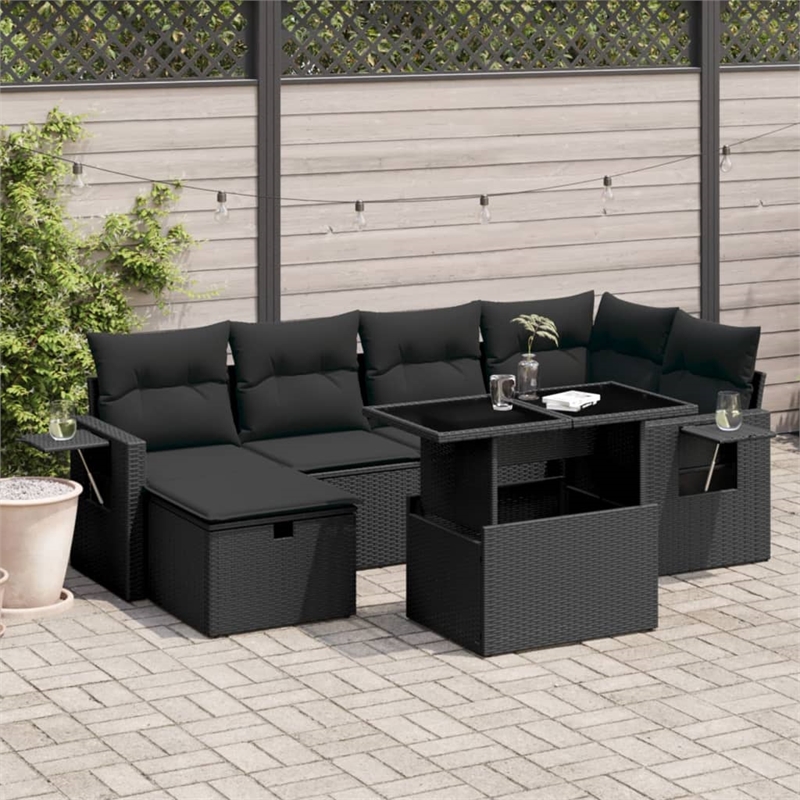 vidaXL 7 Piece Steel Sofa Set in Black