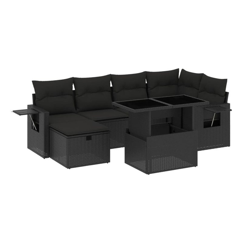 vidaXL 7 Piece Steel Sofa Set in Black
