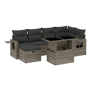 vidaXL 7 Piece Poly Rattan Sofa Set in Gray