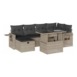 vidaXL 7 Piece Poly Rattan Sofa Set in Gray