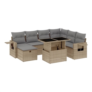 vidaXL 8 Piece Poly Rattan Sofa Set in Gray/Beige