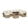 vidaXL 9 Piece Poly Rattan Sofa Set in White/Cream/Beige
