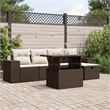 vidaXL 6 Piece Poly Rattan Sofa Set in White/Brown/Cream