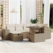 vidaXL 7 Piece Poly Rattan Sofa Set in White/Cream/Beige