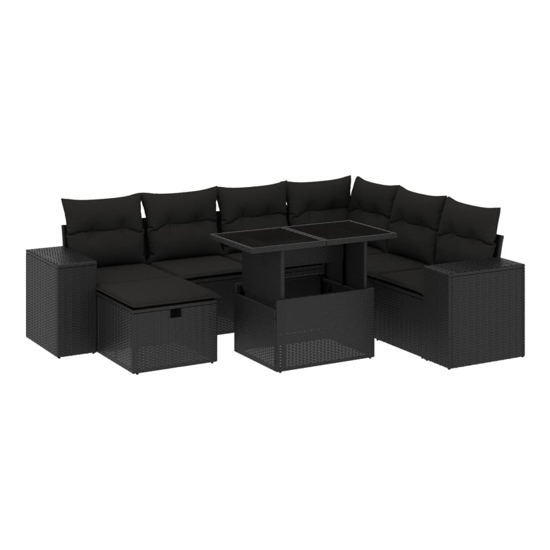 vidaXL 8 Piece Steel Sofa Set in Black