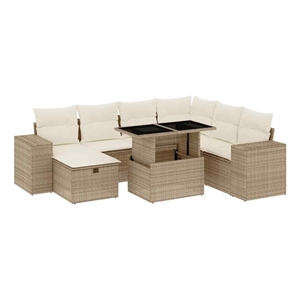vidaXL 8 Piece Steel Sofa Set in Beige