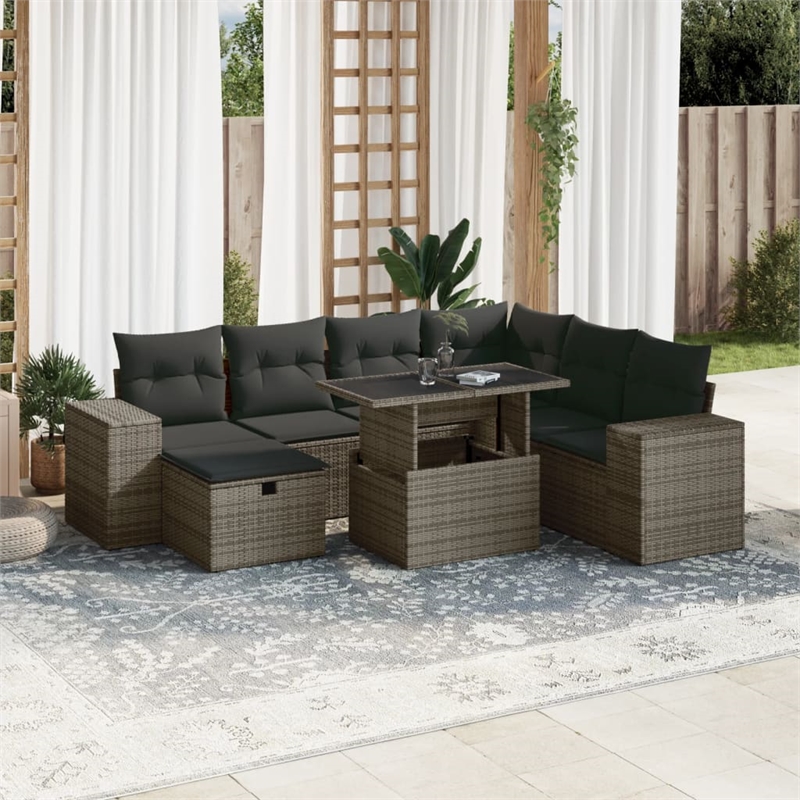 vidaXL 8 Piece Steel Sofa Set in Gray
