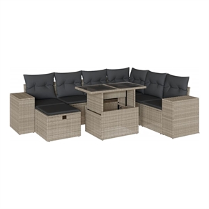 vidaXL Poly Rattan Sofa Set in Gray