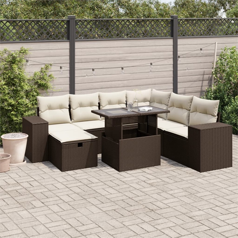 vidaXL 8 Piece Sofa Set in Brown