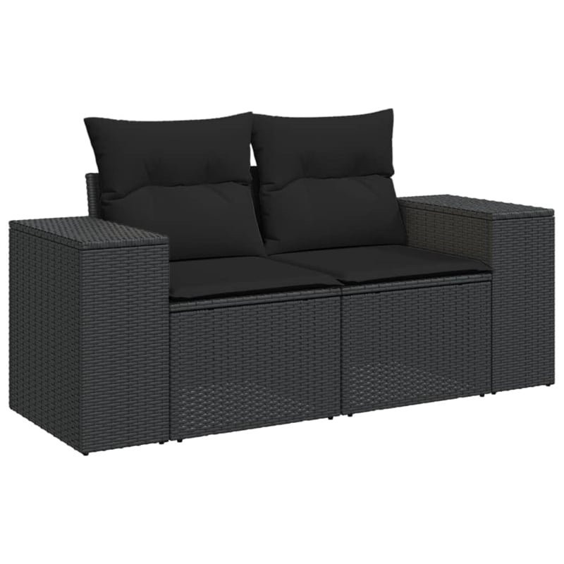 vidaXL 9 Piece Poly Rattan Sofa Set in Black