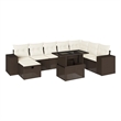 vidaXL 9 Piece Poly Rattan Sofa Set in White/Brown/Cream