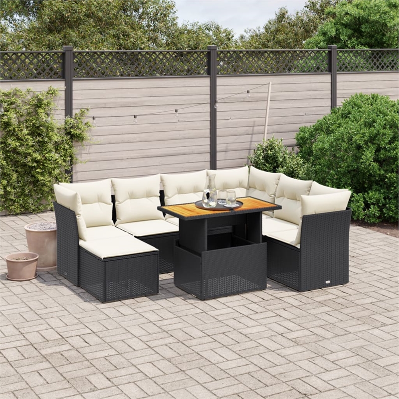vidaXL 8 Piece Steel Medium Sofa Set in Black