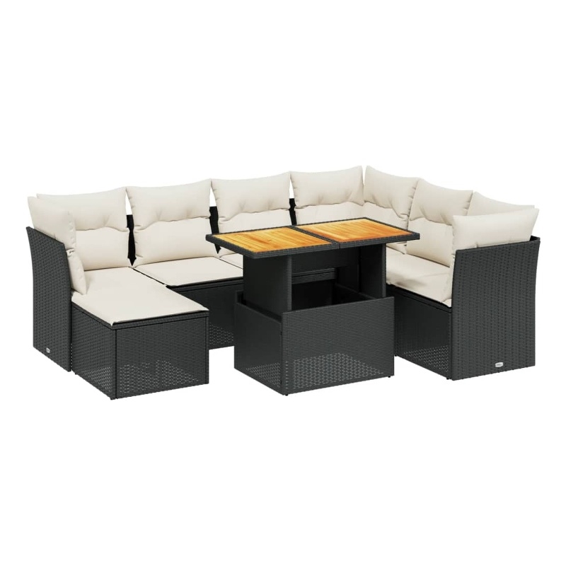vidaXL 8 Piece Steel Medium Sofa Set in Black