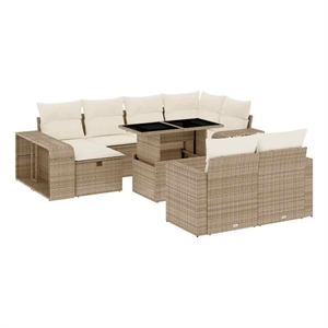 vidaXL 11 Piece Steel Large Sofa Set in Beige