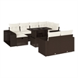vidaXL 11 Piece Poly Rattan Sofa Set in White/Brown/Cream