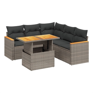 vidaXL 6 Piece Poly Rattan Sofa Set in Gray