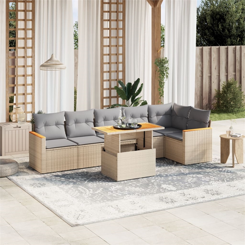 vidaXL 7 Piece Sofa Set in Gray/Beige