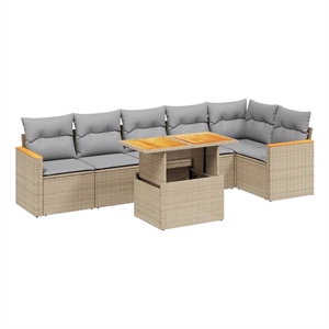 vidaXL 7 Piece Sofa Set in Gray/Beige
