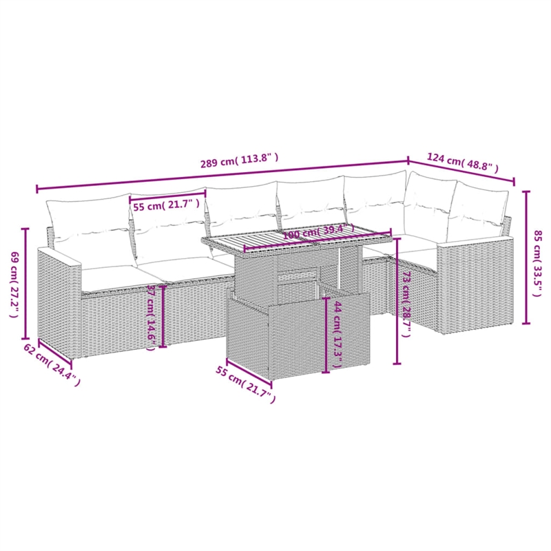 vidaXL 7 Piece Solid Acacia Wood Sofa Set in Gray