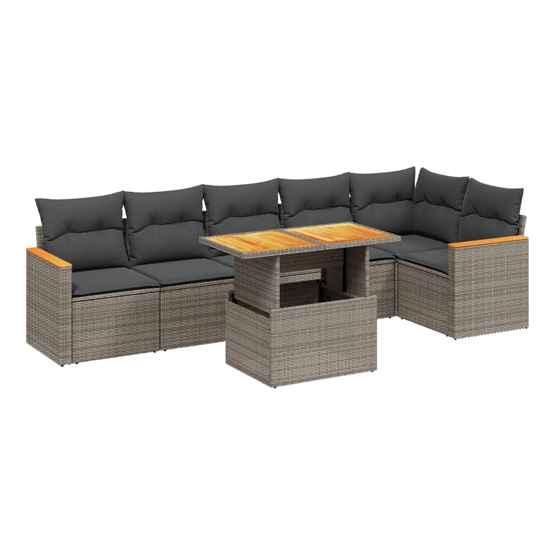 vidaXL 7 Piece Solid Acacia Wood Sofa Set in Gray