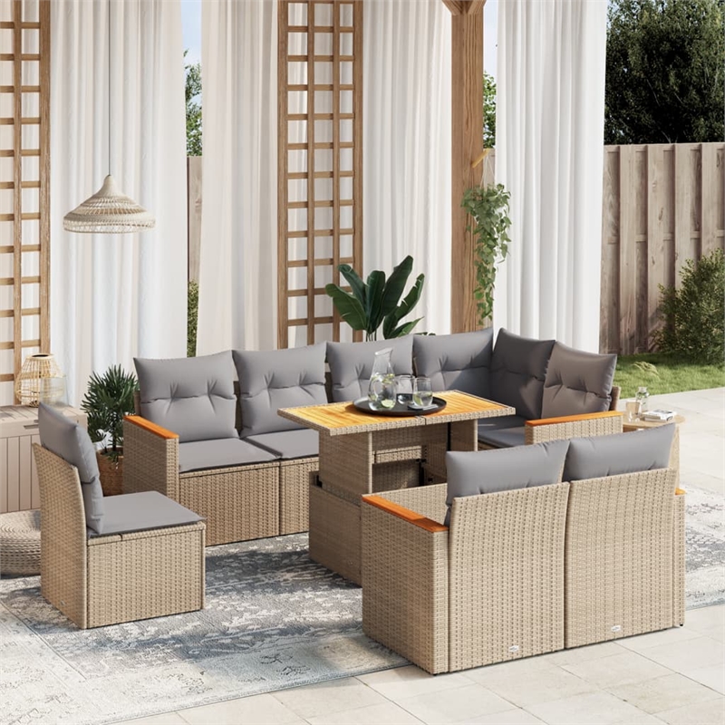 vidaXL 9 Piece Sofa Set in Gray/Beige