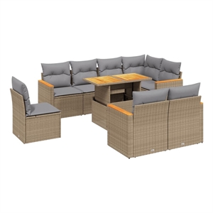vidaXL 9 Piece Sofa Set in Gray/Beige