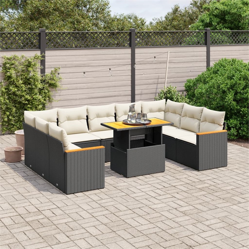 vidaXL 10 Piece Sofa Set in Black/White/Cream