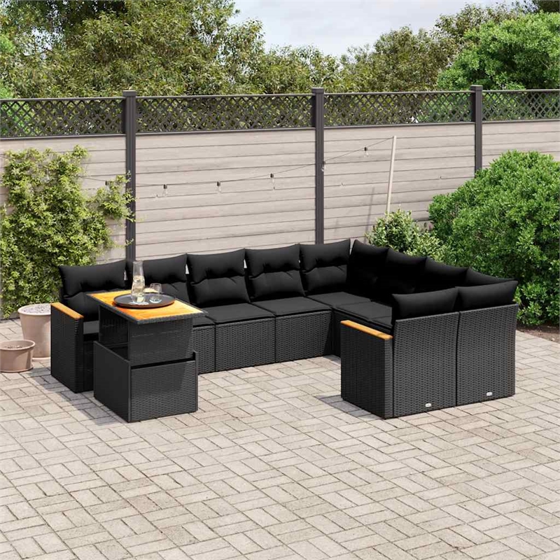 vidaXL Garden Sofa Set in Black