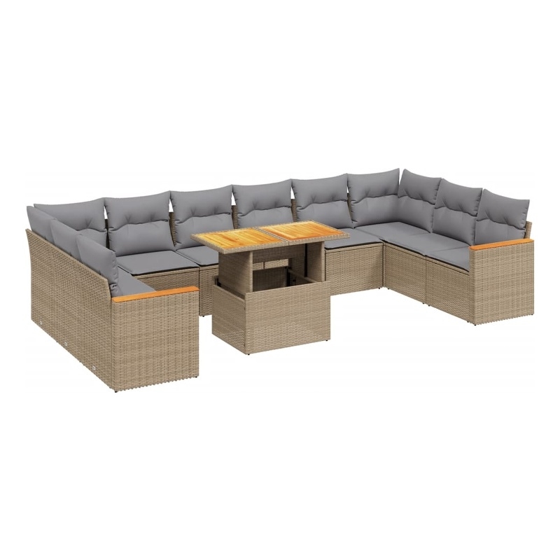 vidaXL 11 Piece Steel Sofa Set in Gray/Beige