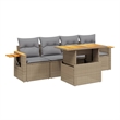 vidaXL 5 Piece Solid Acacia Wood Large Sofa Set in Beige