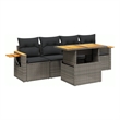 vidaXL 5 Piece Solid Acacia Wood Large Sofa Set in Gray