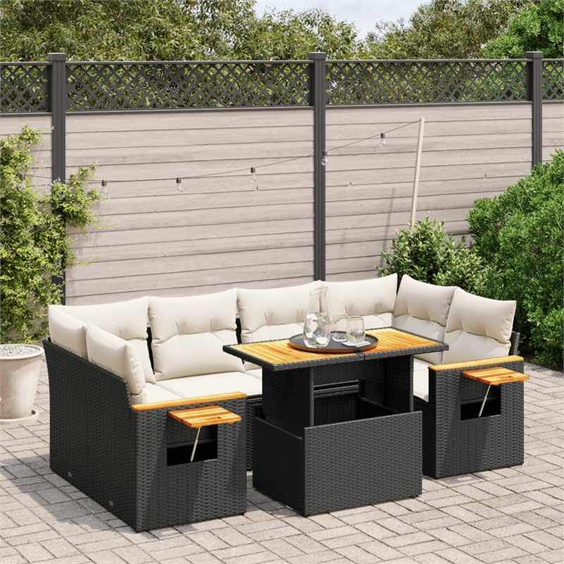 vidaXL 7 Piece Sofa Set in Black