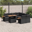 vidaXL 9 Piece Steel Large Sofa Set in Black
