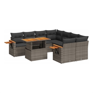 vidaXL 9 Piece Steel Sofa Set in Gray