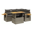 vidaXL 5 Piece Solid Acacia Wood Sofa Set in Gray