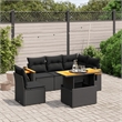 vidaXL 6 Piece Poly Rattan Sofa Set in Black