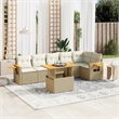 vidaXL 7 Piece Solid Acacia Wood Large Sofa Set in Beige