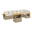 vidaXL 7 Piece Solid Acacia Wood Large Sofa Set in Beige