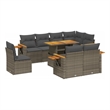 vidaXL 9 Piece Solid Acacia Wood Sofa Set in Gray