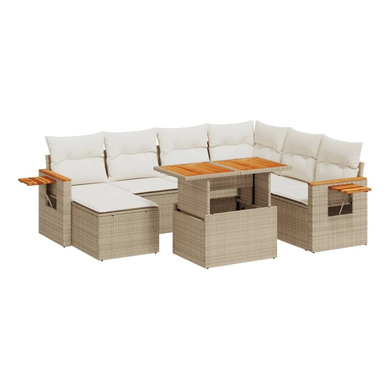 vidaXL 8 Piece Solid Acacia Wood Sofa Set in Beige