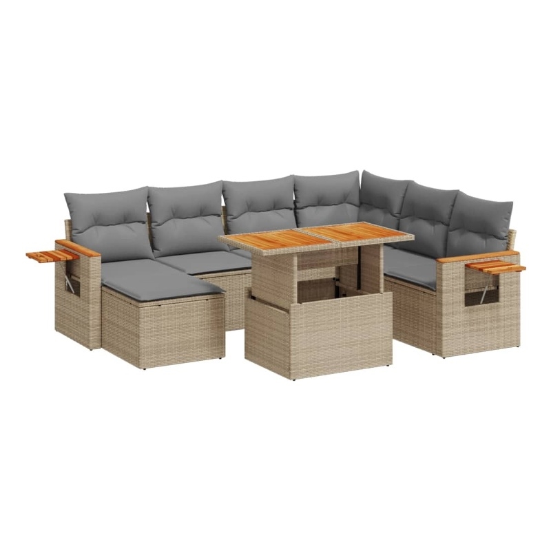 vidaXL 8 Piece Solid Acacia Wood Sofa Set in Beige
