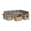 vidaXL 8 Piece Solid Acacia Wood Sofa Set in Beige