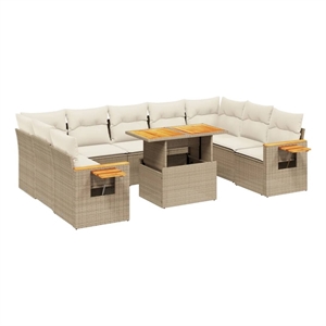 vidaXL 10 Piece Solid Acacia Wood Patio Sofa Set