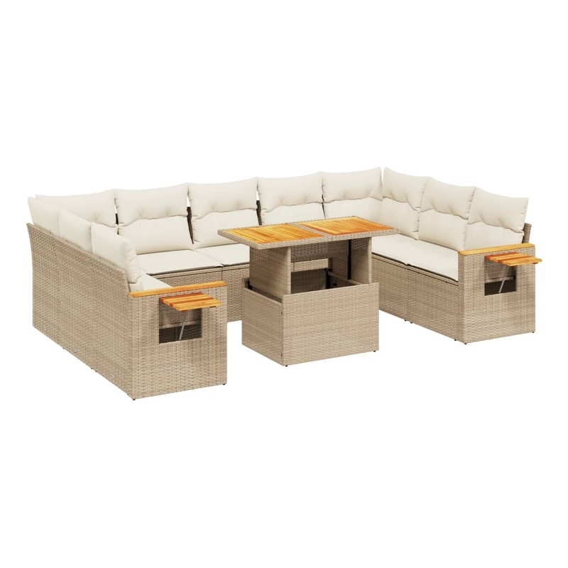 vidaXL Poly Rattan Sofa Set in Beige