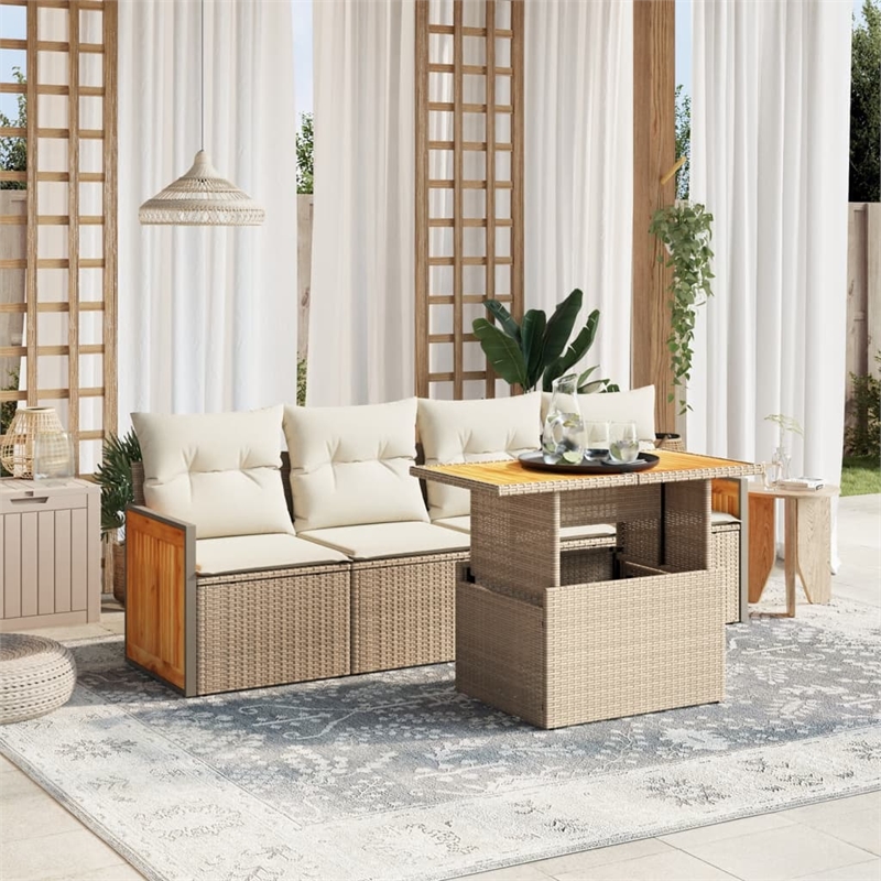 vidaXL 5 Piece Sofa Set in White/Cream/Beige