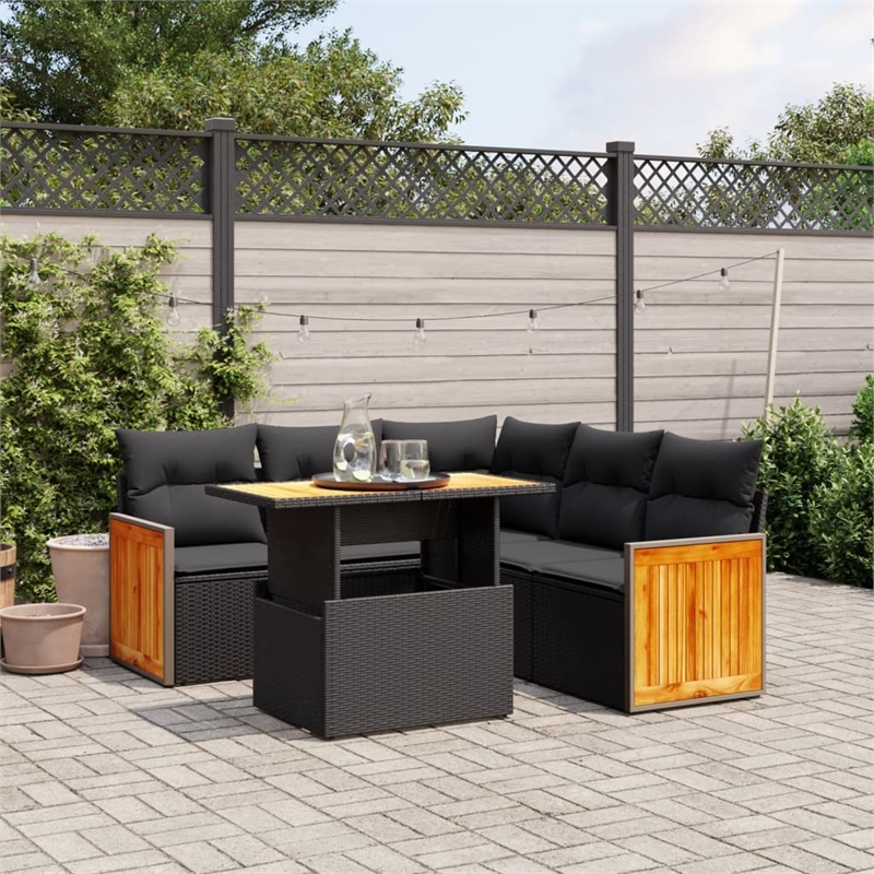 vidaXL Garden Sofa Set in Black