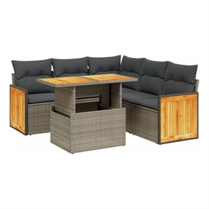 vidaXL 6 Piece Poly Rattan Sofa Set in Beige