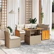 vidaXL 6 Piece Solid Acacia Wood Sofa Set in Beige