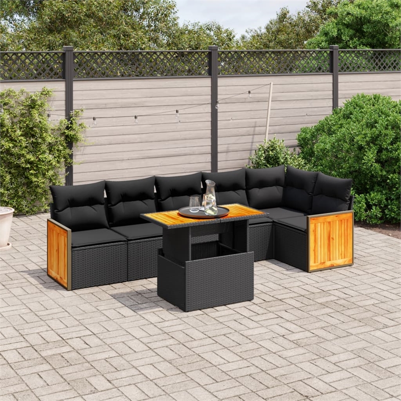 vidaXL 7 Piece Patio Sofa Set in Black/Brown