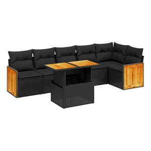 vidaXL 7 Piece Patio Sofa Set in Black/Brown